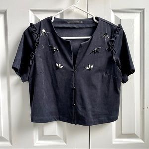 Zara Bolero Beaded Jacket Black